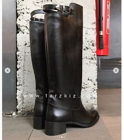 VERONA SİYAH KEMERLİ BİNİCİ ÇİZME